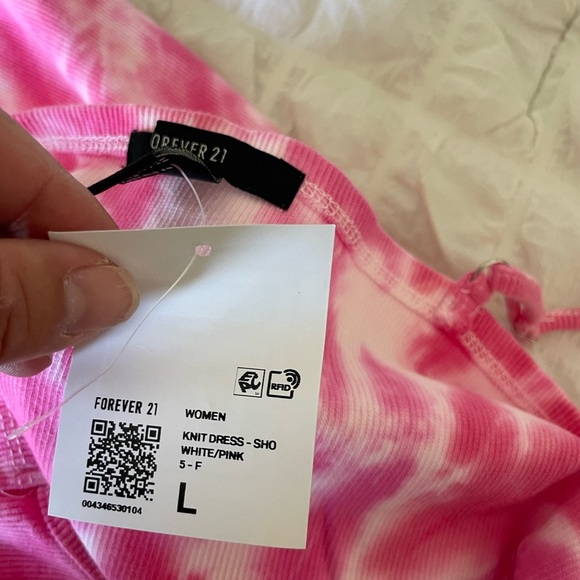 Forever 21 Pink Tie-Dye Ribbed Babydoll Mini Dress - Picture 7 of 8
